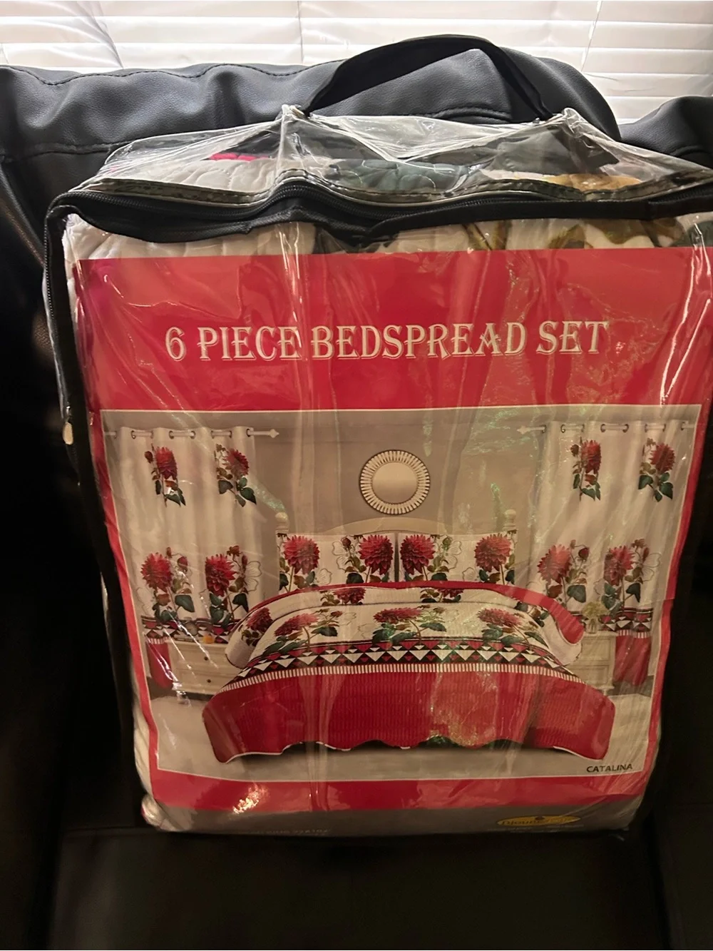 Catalina Red and Cream Floral 6-Piece Bedspread Set